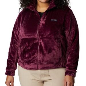 NWT Columbia Sherpa Full Zip Fleece Plus Size 2X Cozy and Soft Jacket Burgundy